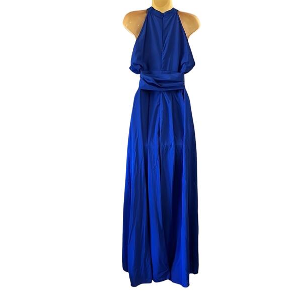 Blue Lightweight High Low Maxi Dress with Bolero Jacket and Tie Belt Size 14 - Picture 4 of 16